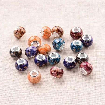 Spray Painted Glass European Beads GPDL-J030-M-1
