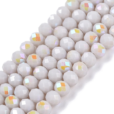 Electroplate Opaque Solid Color Glass Beads Strands EGLA-A044-P4mm-L19-1