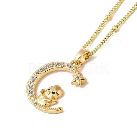 Brass Micro Pave Clear Cubic Zirconia Pendants Necklaces NJEW-K269-05G-04-1