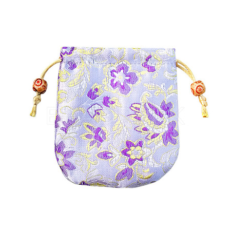 Chinese Style Flower Pattern Satin Jewelry Packing Pouches PW-WG42698-06-1