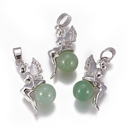 Natural Green Aventurine Pendants G-L512-E09-1