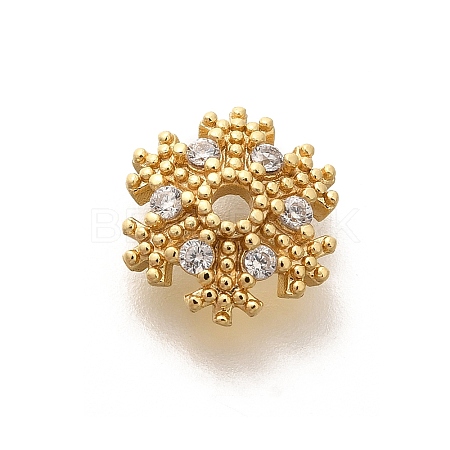Rack Plating Brass Micro Pave Clear Cubic Zirconia Bead Caps KK-H508-22B-G-1