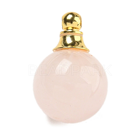 Natural Rose Quartz Perfume Bottle Pendants G-K338-22G-02-1
