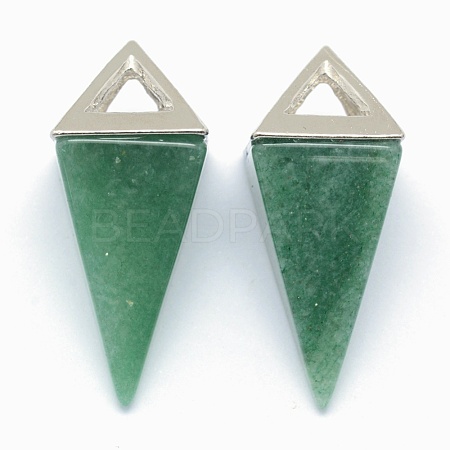 Natural Green Aventurine Pendants KK-E757-D-03P-1