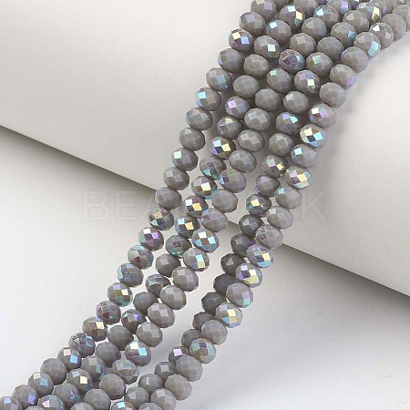 Electroplate Opaque Solid Color Glass Beads Strands EGLA-A034-P6mm-L13-1