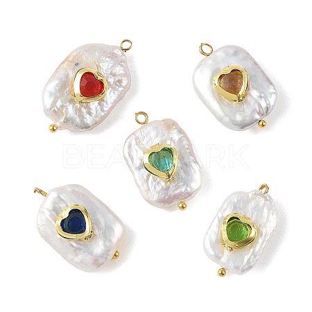Natural Baroque Keshi Pearl & Glass Pendants PALLOY-JF05928-02-1