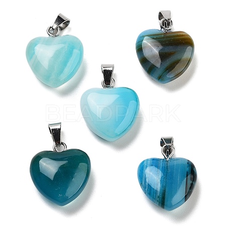 Natural Banded Agate Charms HEAR-PW0001-057-26-1