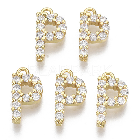 Brass Micro Pave Cubic Zirconia Charms KK-T060-05-P-G-NF-1