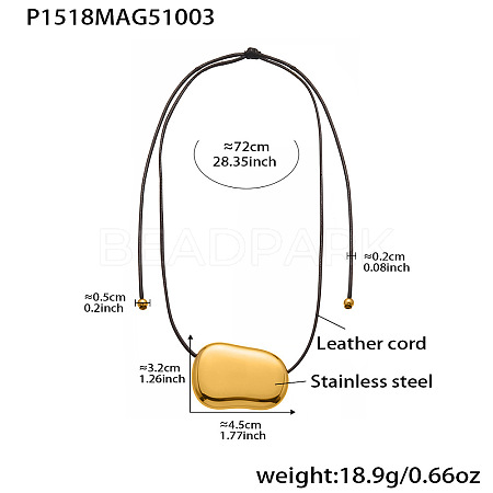 304 Stainless Steel Pendant Adjustable Black Waxed Cord Necklaces for Women FS-WGE3E56-04-1
