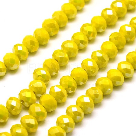 1 Strand Electroplate Opaque Solid Color Crystal Glass Rondelle Beads Strands X-EGLA-F046A-11AB-1