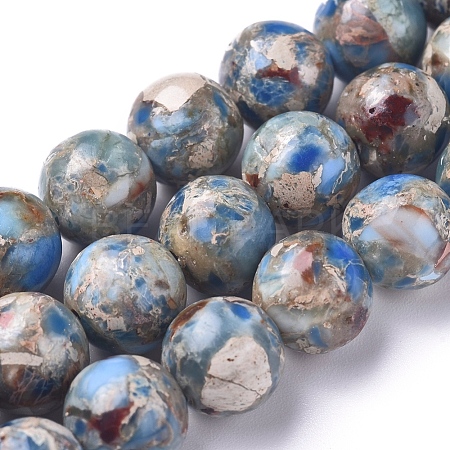 Assembled Synthetic Turquoise and Imperial Jasper Beads Strands G-D0006-C02-8mm-01-1