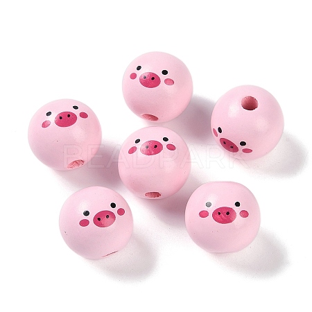 Animal Themes Printed Wood European Beads WOOD-M013-01H-1