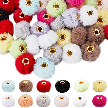 96Pcs 12 Colors Velvet Imitation Rabbit Fur European Beads FIND-SC0013-79-1