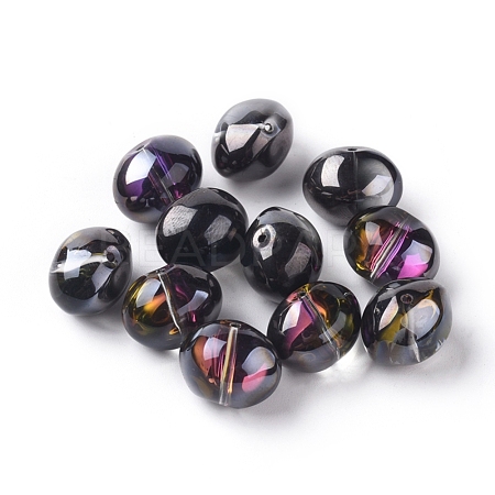 Half Plated Crystal Glass Oval Beads Strands EGLA-F027-C01-1