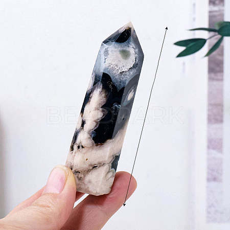 Natural Black Cherry Blossom Agate Decoration Single Point Hexagonal PW-WG47240-01-1