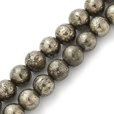 Natural Pyrite Beads Strands G-A250-A01-01-1