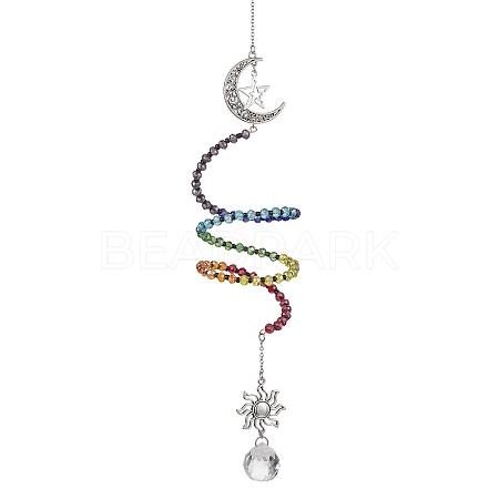Glass Spiral Pendant Decorations HJEW-TA00269-1