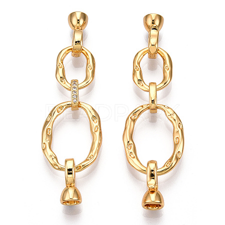 Brass Micro Pave Cubic Zirconia Fold Over Clasps KK-P223-50G-1