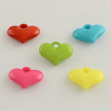 Opaque Acrylic Heart Charms SACR-Q099-M01-1