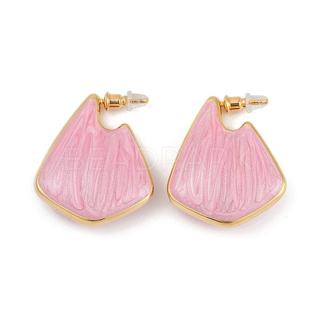 Brass Enamel Stud Earrings EJEW-Q391-01G-04-1