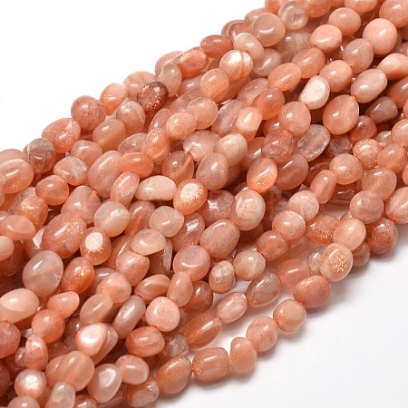 Natural Sunstone Nuggets Beads Strands G-J335-18-1