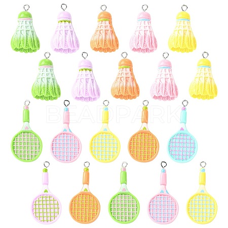 30Pcs 2 Styles Sports Opaque Resin Pendants RESI-CJ0005-35-1