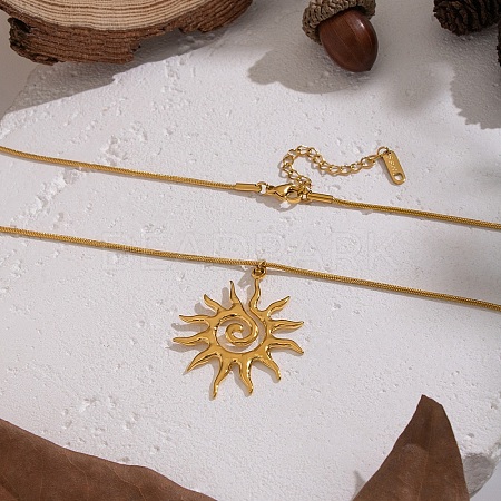 European 304 Stainless Steel Spiral Sun Hollow Pendant Necklaces LD6957-1-1