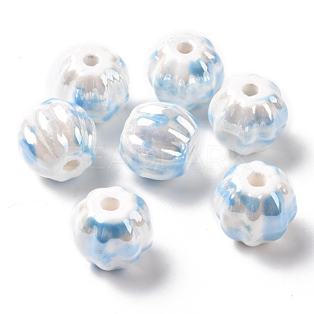 Handmade Porcelain European Beads, Large Hole Beads, Pearlized