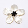 Natural White Shell Mother of Pearl Shell Flower Big Pendants SSHEL-J032MS-08-1