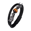 Black PU Leather Cord Braided Bracelets PW-WG503E5-03-5