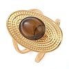 Oval Natural Tiger Eye Finger Rings RJEW-Z057-14G-01-1