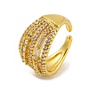 Brass Micro Pave Cubic Zirconia Cuff Rings for Women RJEW-E294-04G-01-1