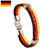 Flag Color Imitation Leather Triple Line Cord Bracelet with Alloy Clasp GUQI-PW0001-086E-1