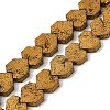 Electroplated Natural Lava Rock Beads Strands G-K388-04B-02-3