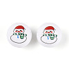 Christmas Printed Opaque Acrylic Round Beads OACR-T029-08D-1