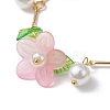 Acrylic Flower & Glass Pearl Charm Bracelets BJEW-JB10054-02-3