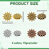 60Pcs 4 Colors Tibetan Style Alloy Sun Beads TIBEP-PH0001-84-4