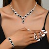 Teardrop Brass Rhinestone Necklaces & Link Bracelets & Stud Earring Sets FS-WGE0FD5-05-4