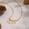 Natural Freshwater Pearl Rice Tassel 304 Stainless Steel Paperclip Chain Necklace for Women AR2544-3