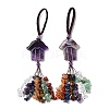 Hamsa Hand/Hand of Miriam Natural Amethyst Pendant Decorations HJEW-R127-02J-1