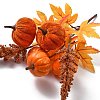 Velvet & Plastic & Foam Artificial Fall Pumpkin Floral Bouquet with Iron Stem TH-CBAC0DE-04-3