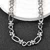 304 Stainless Steel Oval Textured Infinity Link Chain Necklaces for Women Men NJEW-K249-20A-P-2