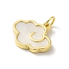 Brass Pave Natural White Shell Pendants with Jump Rings KK-D095-03B-G-2