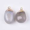 Electroplate Natural Grey Agate Pendants G-S344-81-2