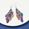 430 Stainless Steel Leaf Dangle Earrings EJEW-A137-06P-04-1