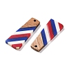 Independence Day Opaque Striped Resin & Walnut Wood Pendants RESI-U010-02A-2