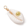 Copper Wire Wrapped Natural Cowrie Shell Pendants PALLOY-JF03554-06-3