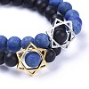 Natural Black Agate(Dyed) Bead and Natural Lapis Lazuli(Dyed & Heated) Bead Stretch Bracelet Sets BJEW-JB04298-03-2