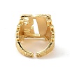 Rectangle with Word Mco Brass Open Cuff Ring RJEW-G270-06G-3