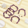 5Pcs 5 Style Natural Amethyst Chips Stretch Bracelets Set BJEW-JB09551-01-5